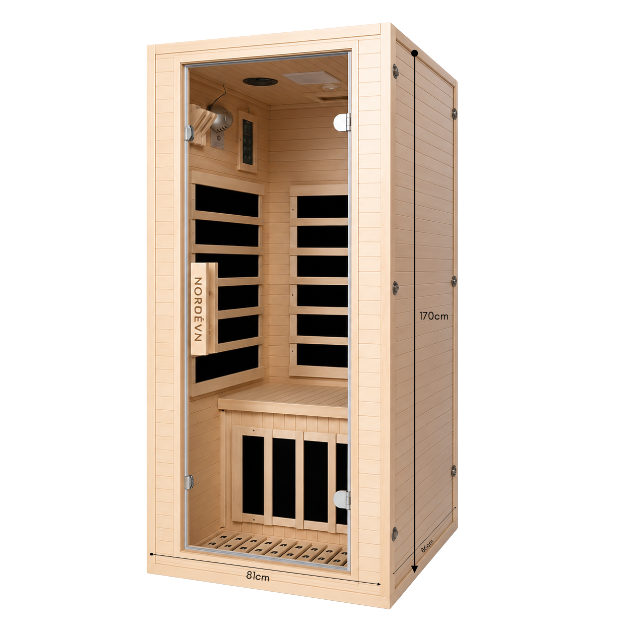 Sauna Infrarouge Solo Nordéva | Bois Clair | 1 Place | Faible EMF | 170 cm