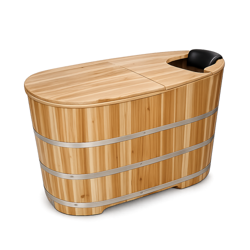 Bain Froid en Bois de Cèdre Nordéva | Baignoire Plongeante  Premium | 120x65cm | Cryothérapie