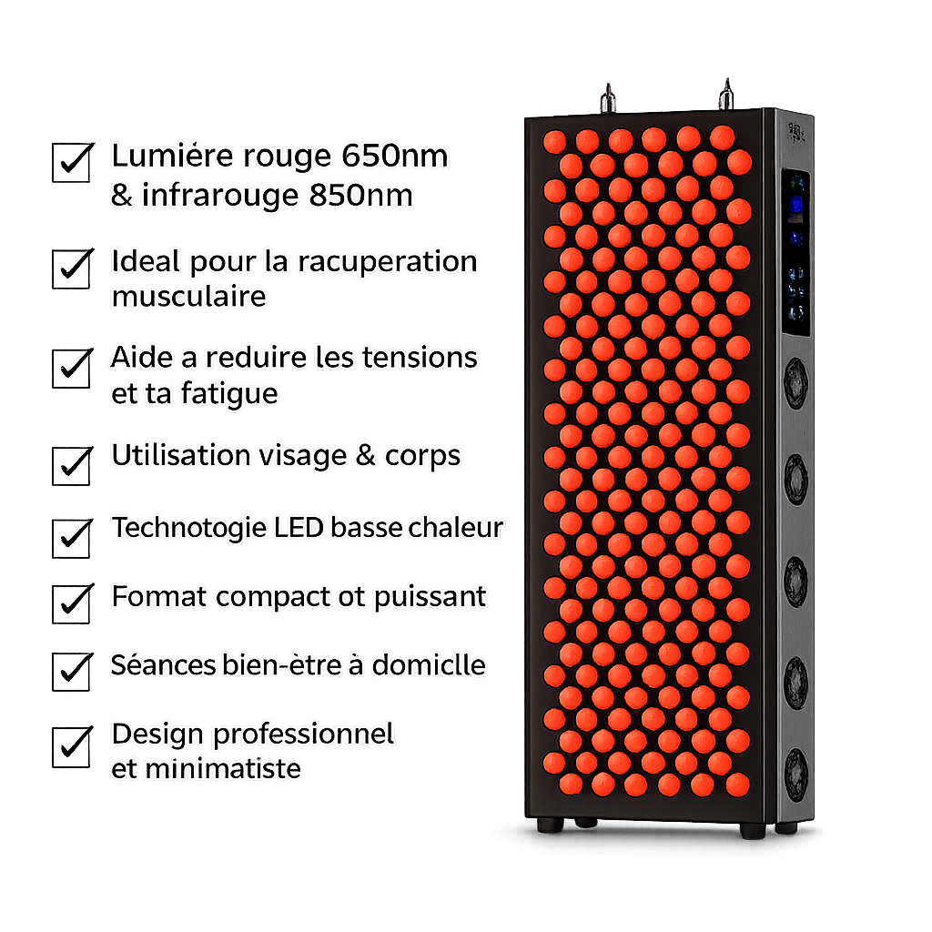 Panneau Luminothérapie Rouge Nordéva | 660nm & 850nm |  200 LEDs | Écran Tactile | 51,8 cm