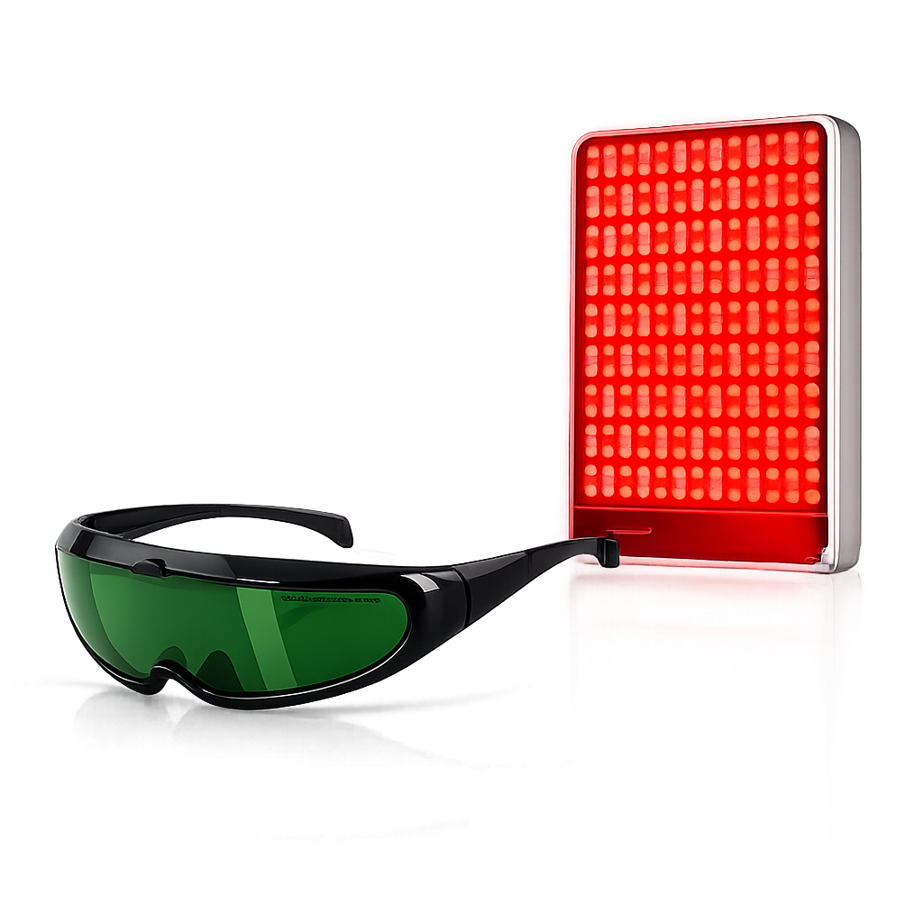 Lunettes Protection LED Nordéva | Séances Luminothérapie  & Infrarouge | Verres Verts | Taille Universelle