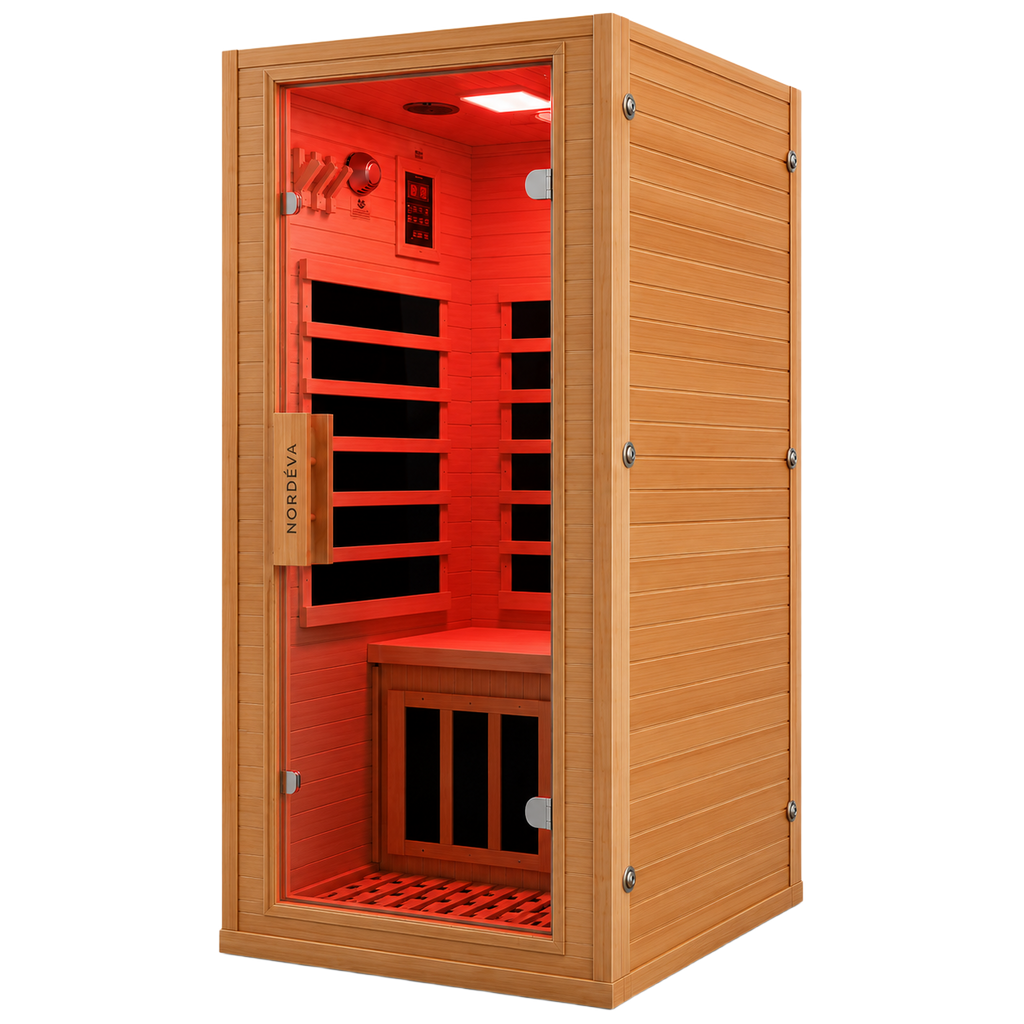Sauna Infrarouge Solo Nordéva | Bois Clair | 1 Place | Faible EMF | 170 cm