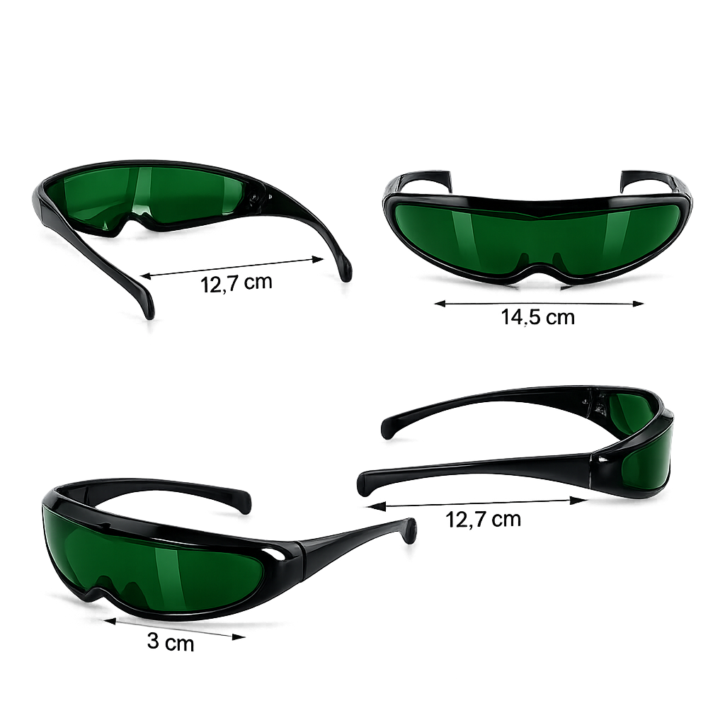 Lunettes Protection LED Nordéva | Séances Luminothérapie  & Infrarouge | Verres Verts | Taille Universelle